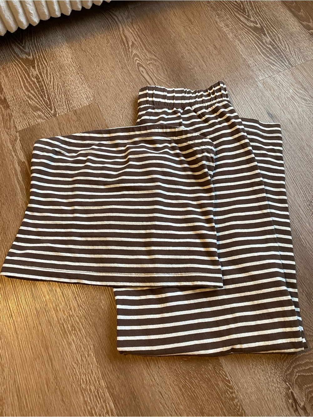 Free People Brown and White Striped Pant and Tube Top Set